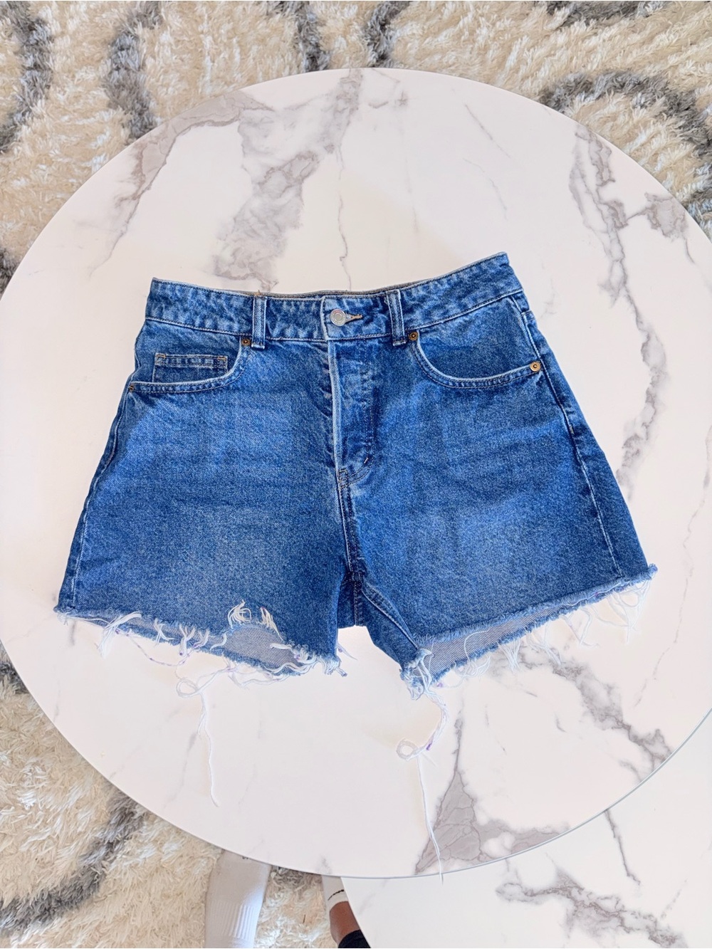 H&M Raw-Hem Blue Denim Shorts - Women